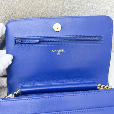 Chanel Boy Wallet on Chain WOC in Blue Caviar and AGHW