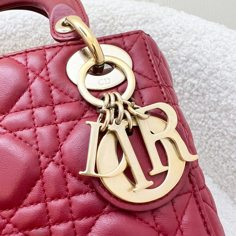 Dior Mini Lady Dior in Cherry Red Lambskin and GHW