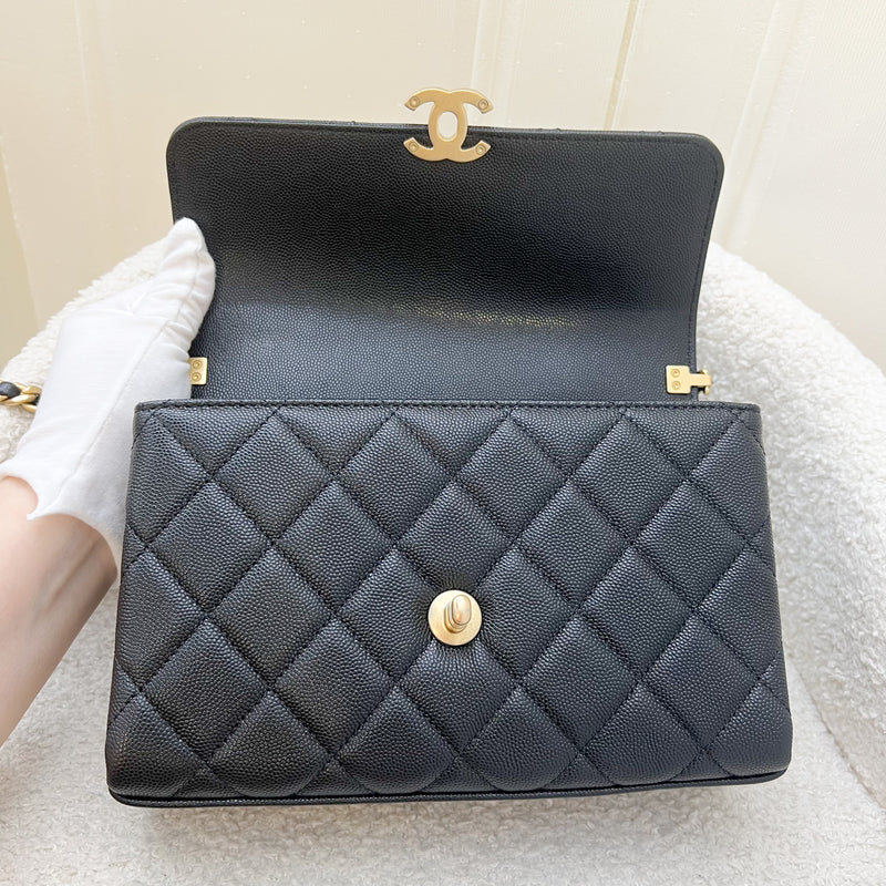 Chanel 23S Small / Mini Flap Bag with Top Handle in Black Caviar and AGHW