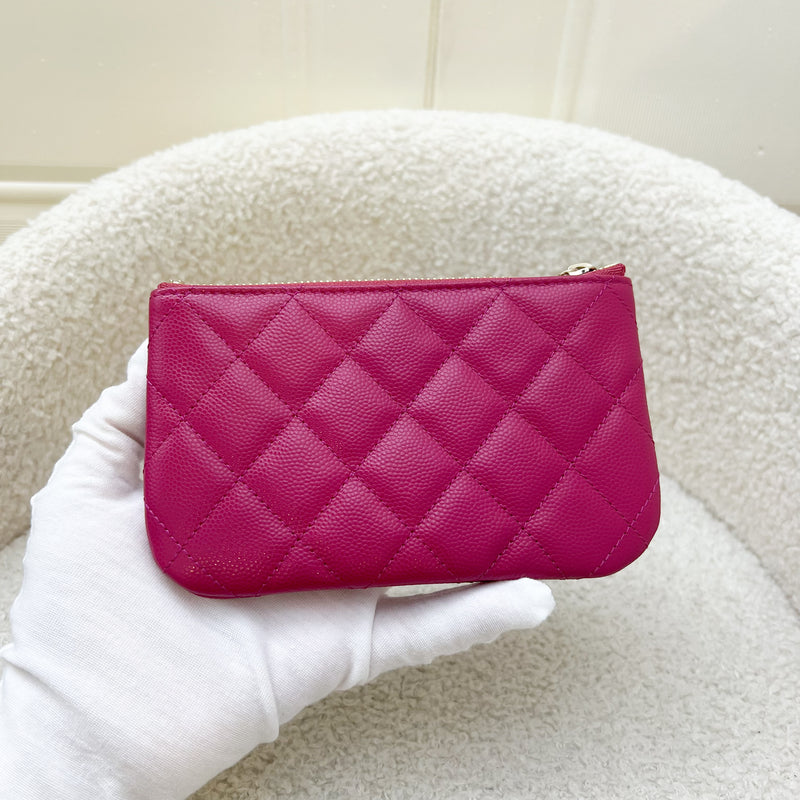 Chanel Classic Mini O-Case in Dark Pink Caviar and LGHW