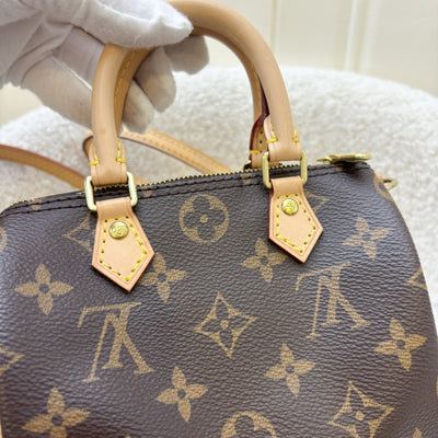 LV Nano Speedy in Monogram Canvas GHW (Non-detachable Strap Version)