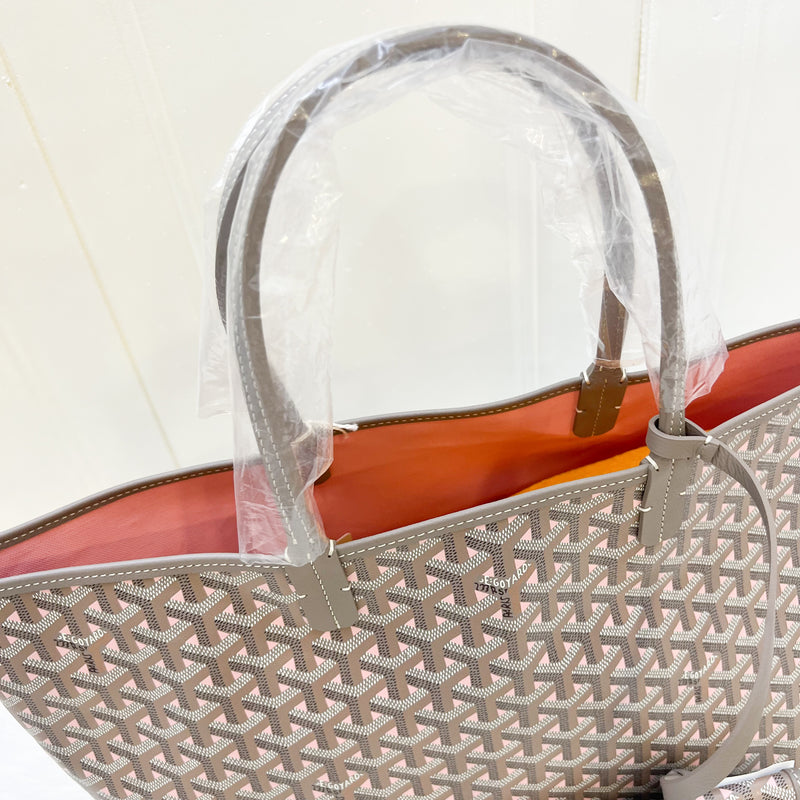 Goyard Saint Louis Claire Voie PM Tote in Limited Edition Grey / Pink Canvas and Pink Interior