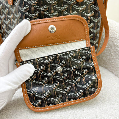 Goyard Mini Anjou in Black Goyardine Canvas with Camel Trim