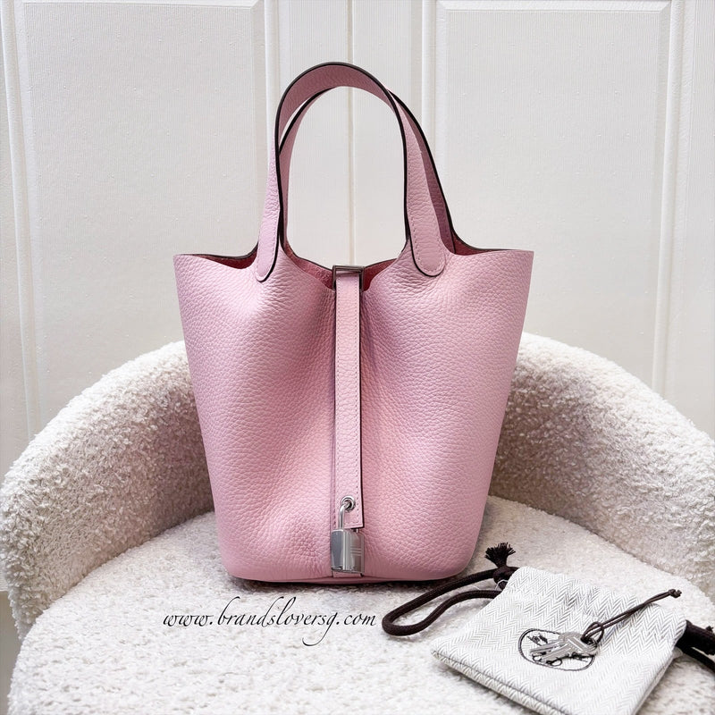 Hermes Picotin 18 in Rose Sakura Clemence Leather and PHW