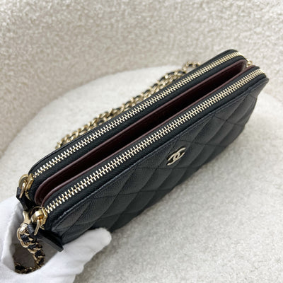 Chanel Clutch on Chain / WOC / Phone Holder in Black Caviar and LGHW