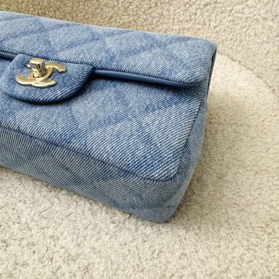 Chanel Classic Mini Rectangular Flap in 22B Light Blue Shadow Denim and LGHW (Model: A69900)