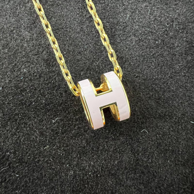 Hermes Mini Pop H Pendant in Enamel Rose Dragee RGHW