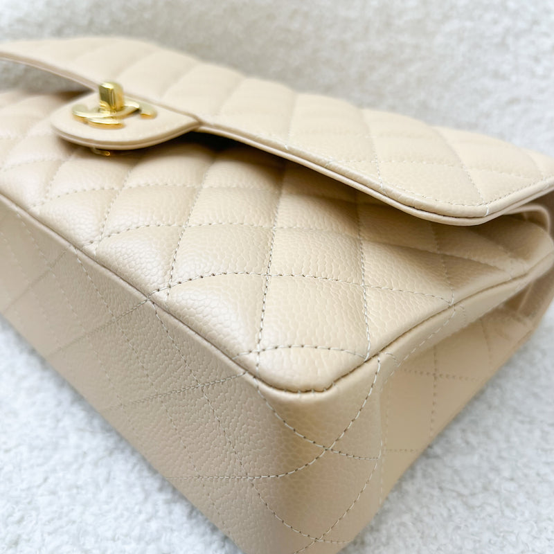 Chanel Medium Classic Flap CF in Beige Caviar and GHW