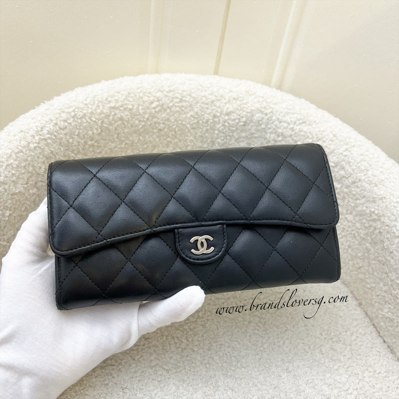 Chanel Classic Long Wallet in Black Lambskin and SHW