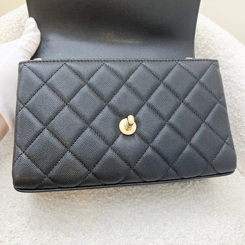 Chanel 23S Small / Mini Flap Bag with Top Handle in Black Caviar and AGHW