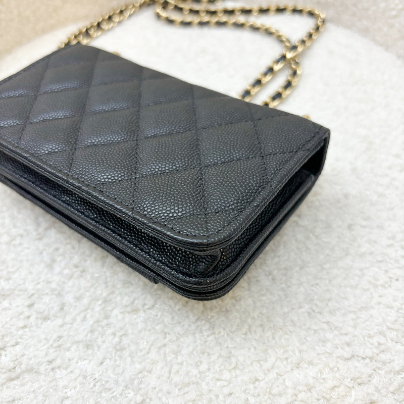 Chanel Seasonal 22A Mini Wallet on Chain WOC in Black Caviar GHW