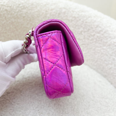 Chanel 24C Micro VIP Clutch in Fuchsia Pink Iridescent Mirror Goatskin SHW