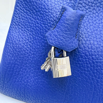 Hermes Kelly 32 in Bleu Electrique Clemence Leather and PHW