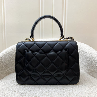 (July 2024 Receipt) Chanel Top Handle Mini Trendy CC Flap in Black Lambskin and LGHW