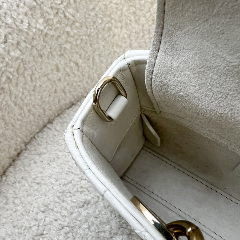 Dior Micro Lady D-Joy Bag in White Cannage Lambskin and LGHW