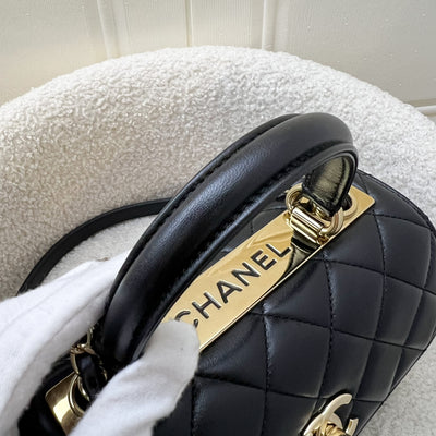 (July 2024 Receipt) Chanel Top Handle Mini Trendy CC Flap in Black Lambskin and LGHW