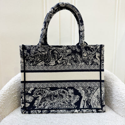 Dior Small Book Tote in Dark Blue Reverse Toile De Jouy Canvas