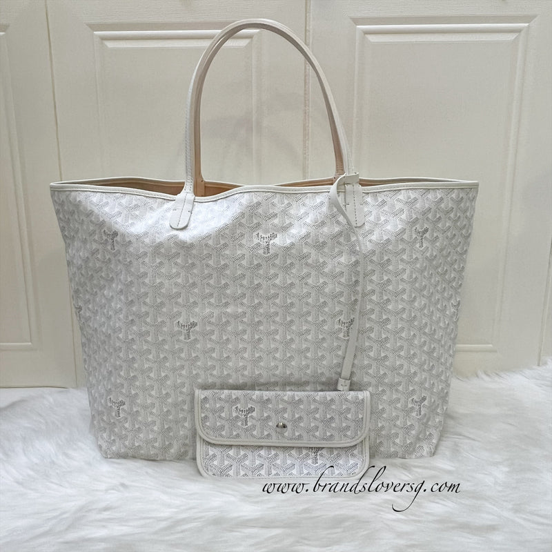 Goyard Saint Louis GM Tote in White Signature Goyardine Canvas