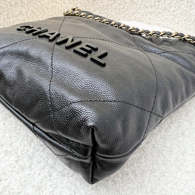 Chanel 22 So Black Mini Hobo Bag in 23K Black Caviar and GHW