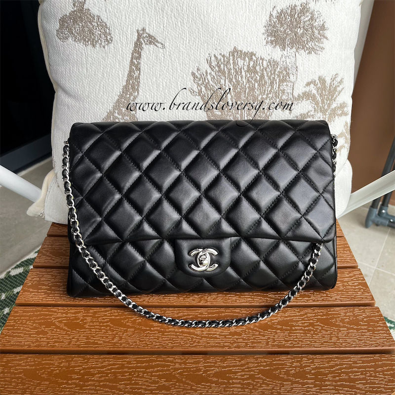 Chanel Timeless Clutch with Chain in Black Lambskin and SHW