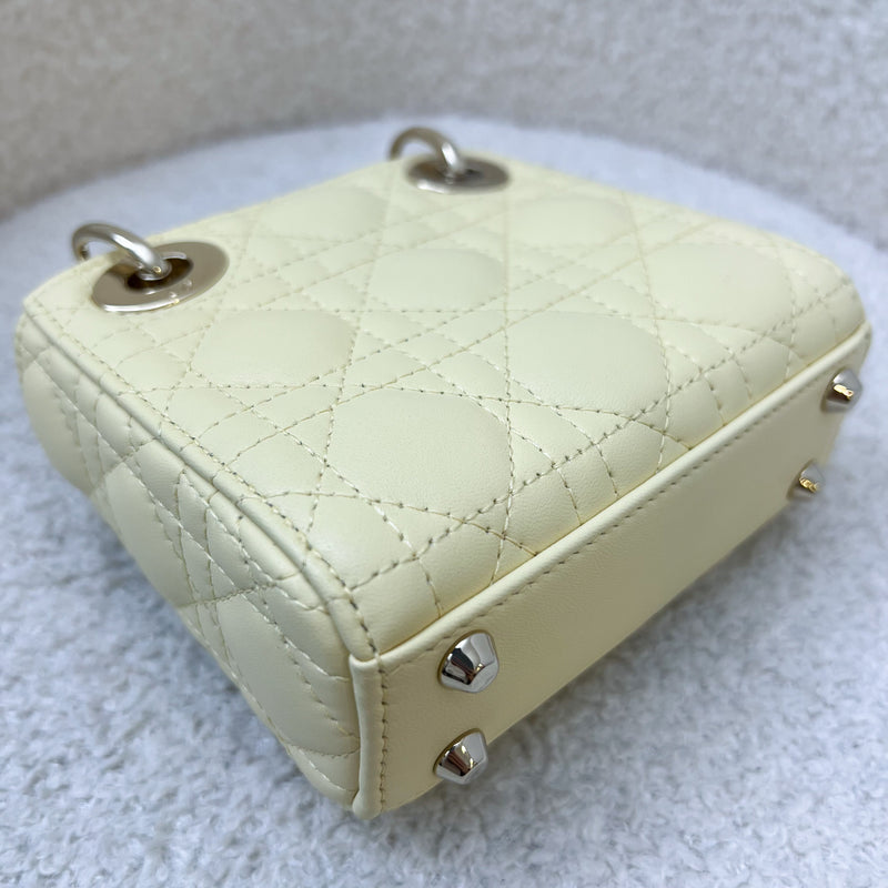 Dior Micro Lady Dior in Pale Yellow Lambskin and GHW