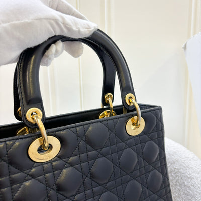 Dior Medium Lady Dior in Black Lambskin and GHW