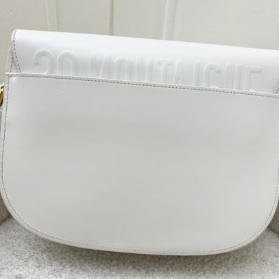 Dior Medium Bobby Flap Bag in White Calfskin and GHW