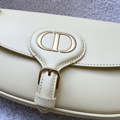 Dior Bobby East West Bag in Pale Yellow Calfskin and AGHW (With Additional Dior Canvas Strap)