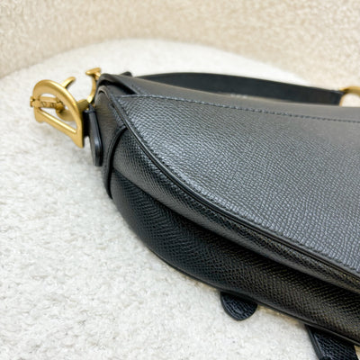 Dior Mini Saddle Bag In Black Grained Calfskin GHW