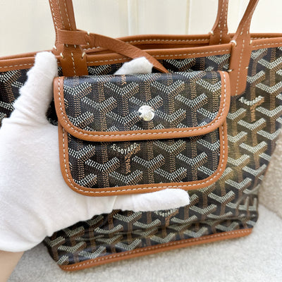 Goyard Mini Anjou in Black Goyardine Canvas with Camel Trim