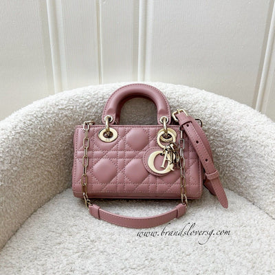 Dior Micro Lady D-Joy in Rose des Vents Cannage Lambskin and LGHW (Model: S0910ONGE, Colour code: M77P)