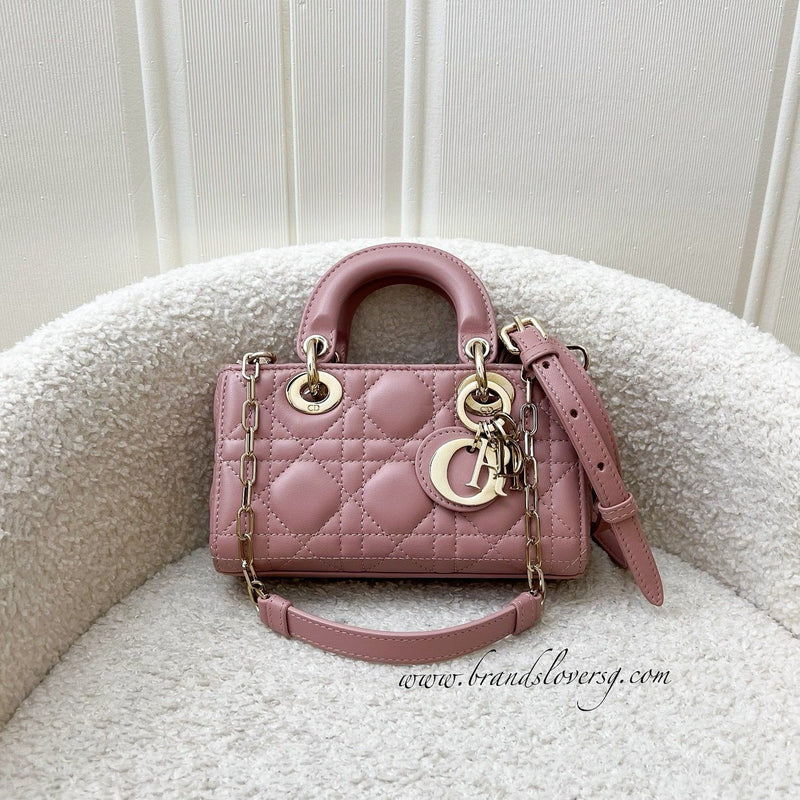 Dior Micro Lady D-Joy in Rose des Vents Cannage Lambskin and LGHW (Model: S0910ONGE, Colour code: M77P)