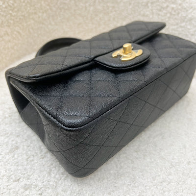 Chanel Top Handle Mini Rectangle Flap in 21S Black Caviar Aged GHW