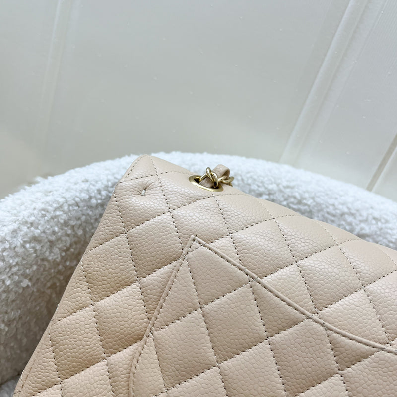 Chanel Medium Classic Flap CF in Beige Clair Caviar and GHW