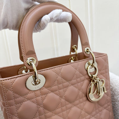 Dior Medium Lady Dior in Rose Beige Lambskin and LGHW