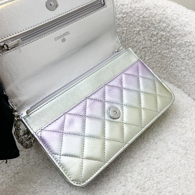 Chanel Classic Wallet on Chain WOC in 21K Iridescent Rainbow Calfskin and SHW