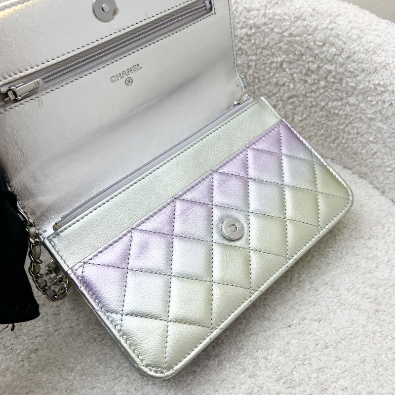 Chanel Classic Wallet on Chain WOC in 21K Iridescent Rainbow Calfskin and SHW