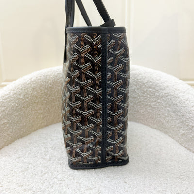 Goyard Mini Anjou Tote Bag in Black Goyardine Canvas and Leather