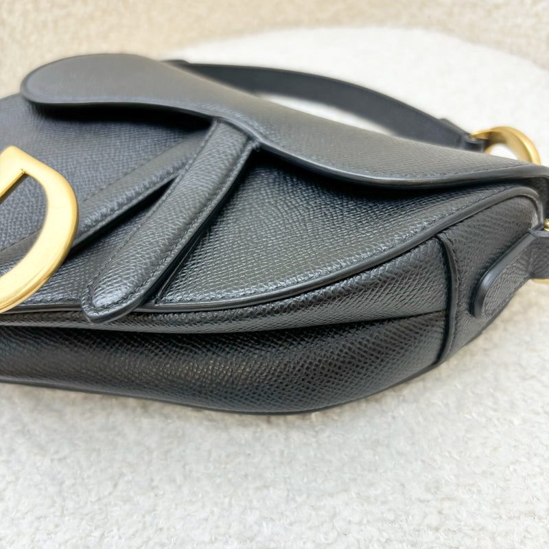 Dior Mini Saddle Bag In Black Grained Calfskin GHW