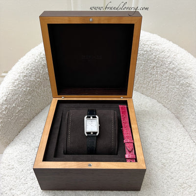 Hermes Cape Cod PM 31mm Quartz Watch with Noir Black Alligator Strap + Extra Strap (Framboise Alligator) worth $700