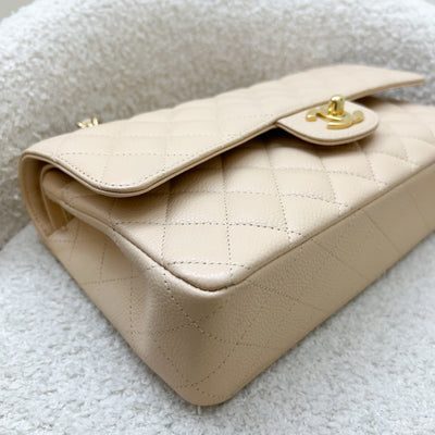 Chanel Medium Classic Flap CF in Beige Clair Caviar and GHW