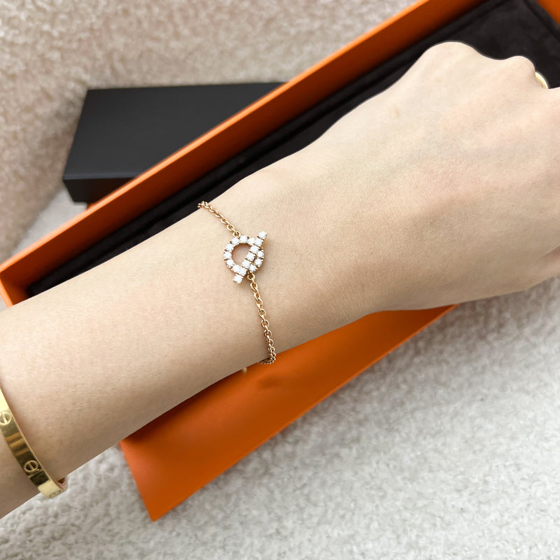 Hermes Finesse Bracelet Paved with Diamonds in 18K Rose Gold