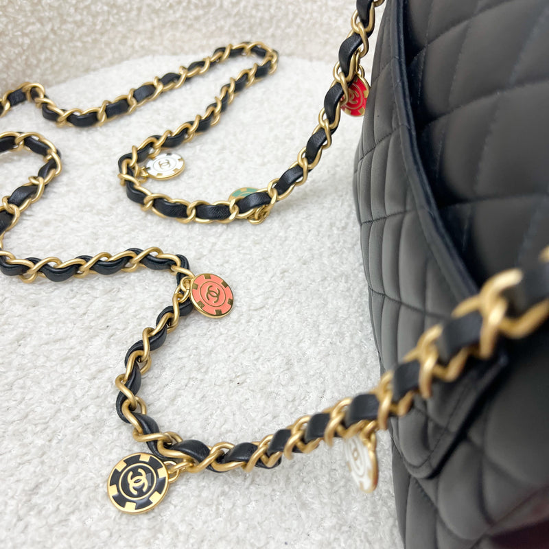 Chanel Seasonal Mini Square Casino Charms in Black Lambskin and AGHW