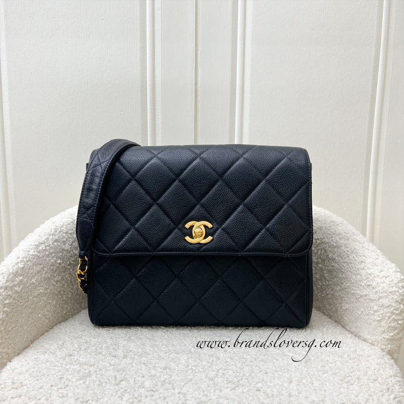 Chanel Vintage Medium Square Flap in Black Caviar and 24K GHW