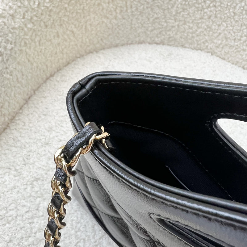 Chanel Nano 31 Clutch with Chain in 24P Black Lambskin and LGHW