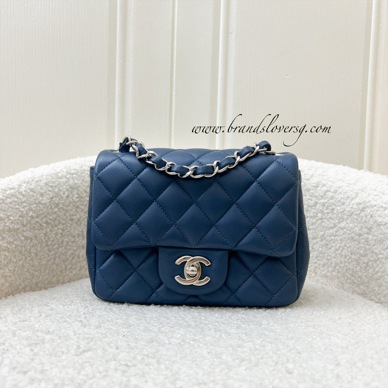 Chanel Classic Square Mini Flap in Blue Lambskin and SHW