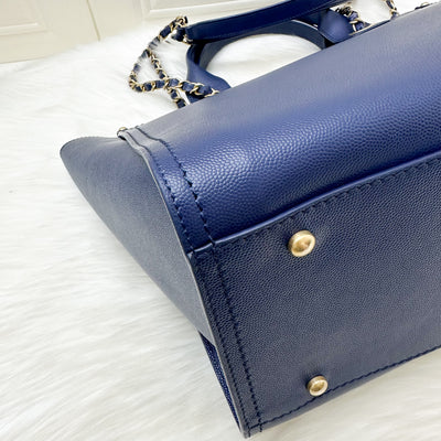 Chanel Small / Medium Deauville Tote in Navy Caviar and AGHW