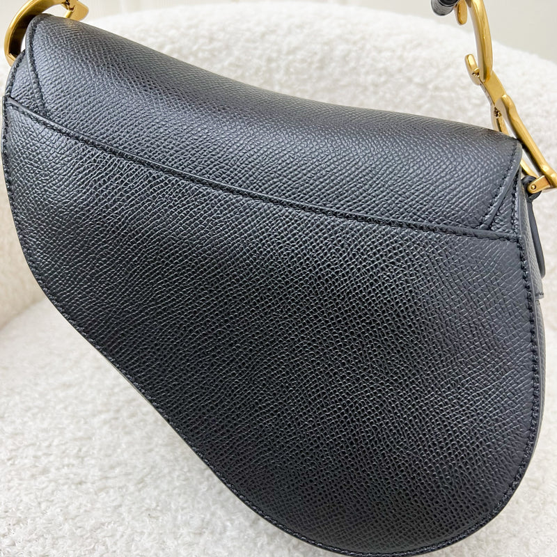 Dior Mini Saddle Bag In Black Grained Calfskin GHW