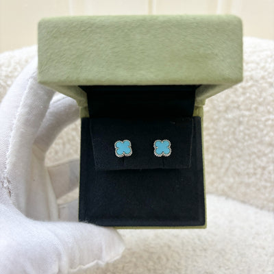 Van Cleef & Arpels VCA Sweet Alhambra Earrings with Turquoise in 18K White Gold