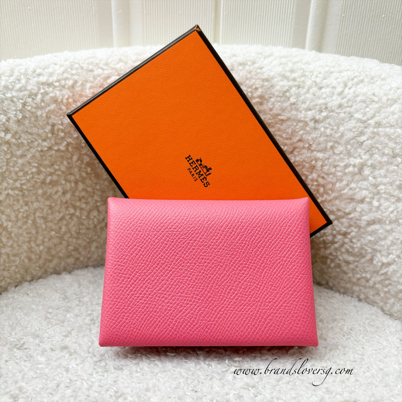 Hermes Calvi Duo in Rose Azalee Epsom Leather PHW